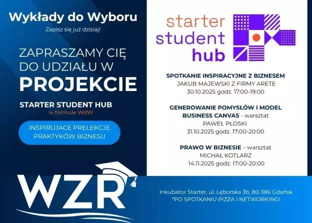 Wykłady do Wyboru w ramach projektu Starter Student Hub!