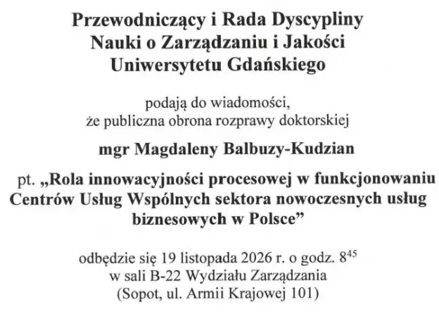 Zaproszenie na publiczną obronę rozprawy…
